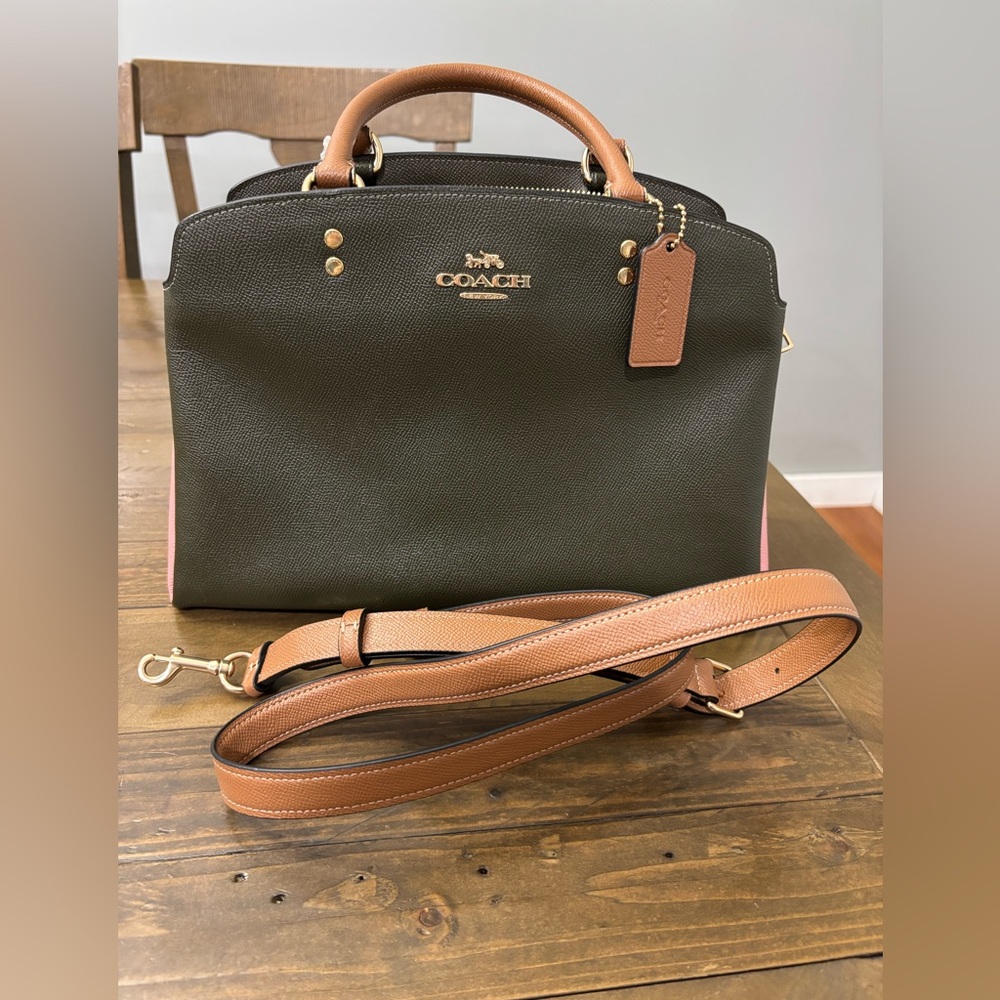 NWT Coach Lillie Colorblock Carryall - Green, Pink and Brown